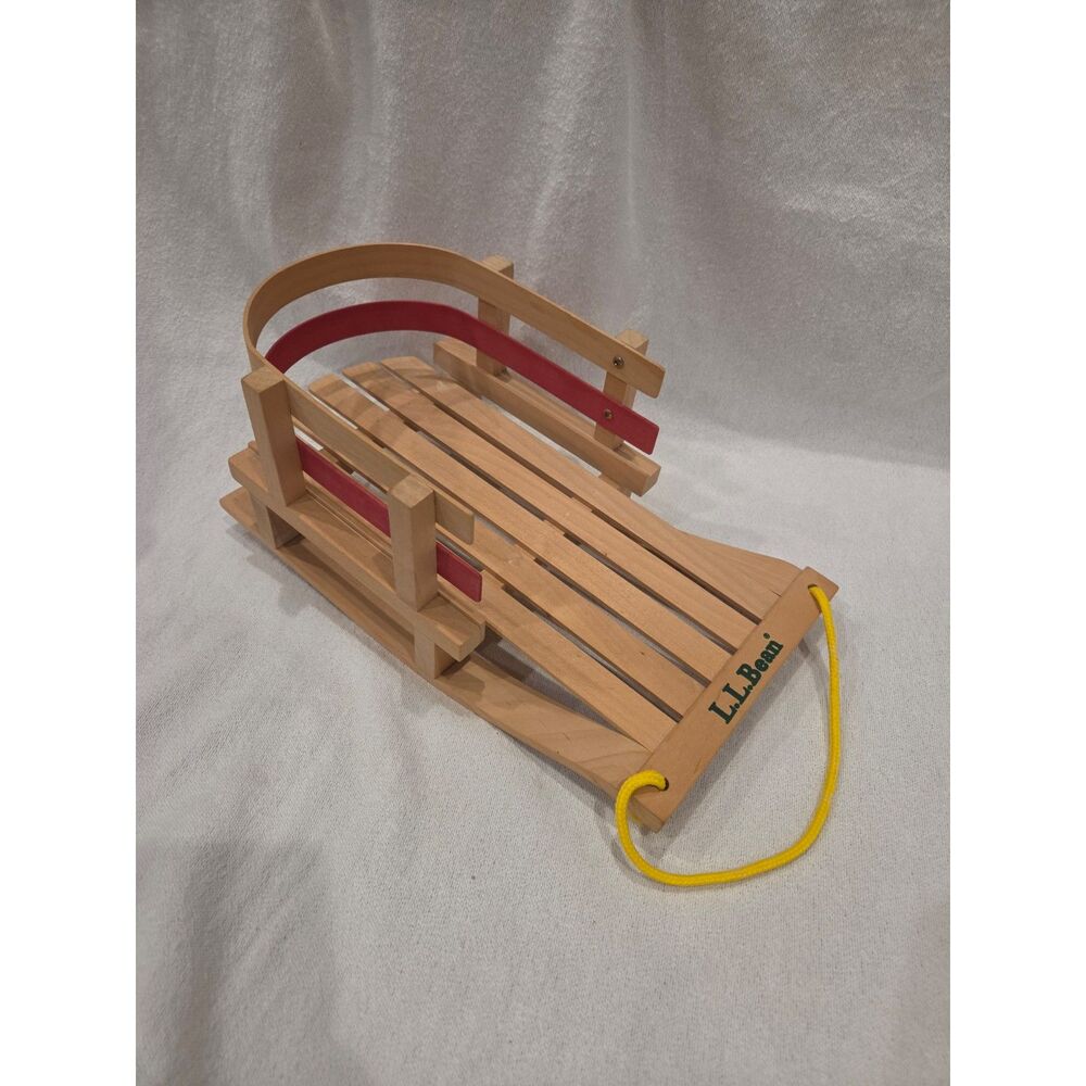 LL Bean Miniature Wooden Sleigh 12" Christmas Holiday Table Decor Vintage Style